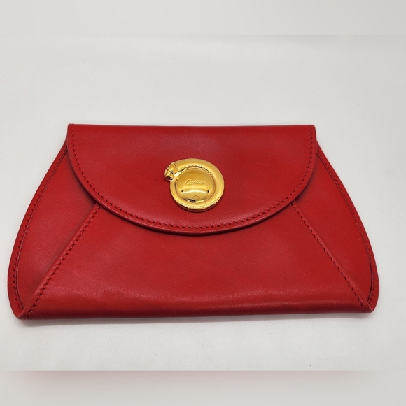 Cartier Handbags - Cartier Panthere Red Pouch Leather Wallet